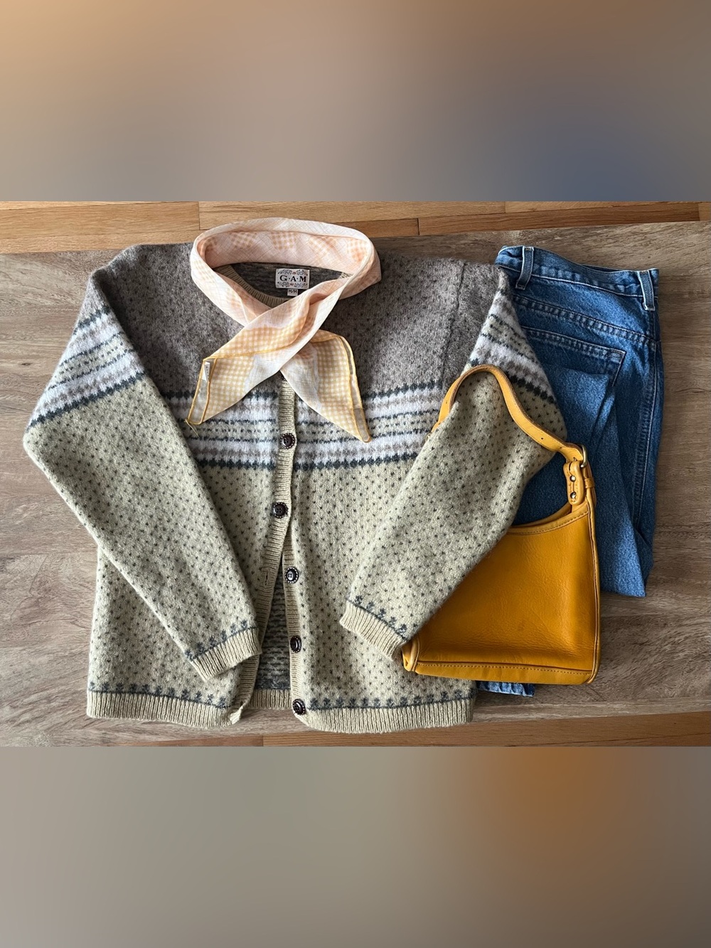 GAM Vintage Patterned Wool Cardigan Sweater